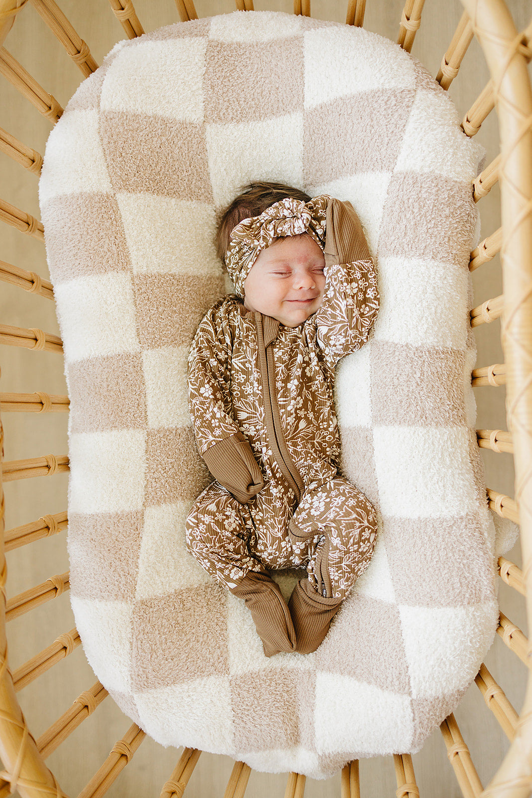 brown floral ribbed bamboo pajamas // ZIPPY