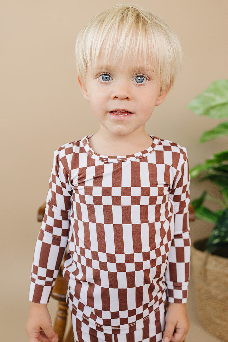 chocolate checkered bamboo pajamas // LONG-SLEEVE TWO-PIECE SET