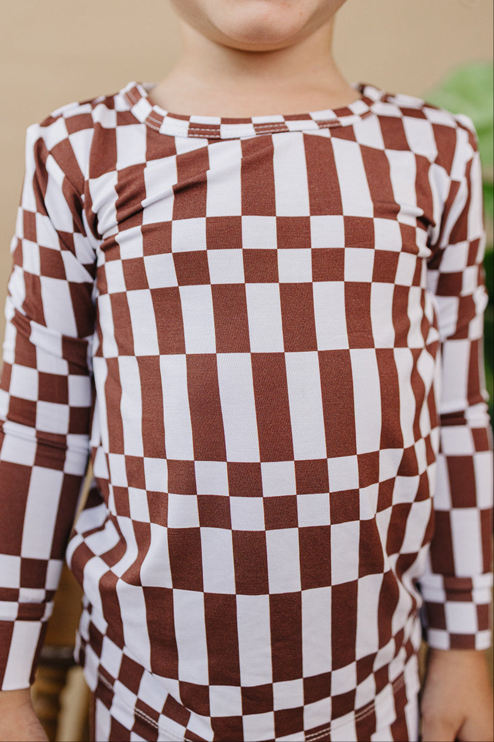 chocolate checkered bamboo pajamas // LONG-SLEEVE TWO-PIECE SET