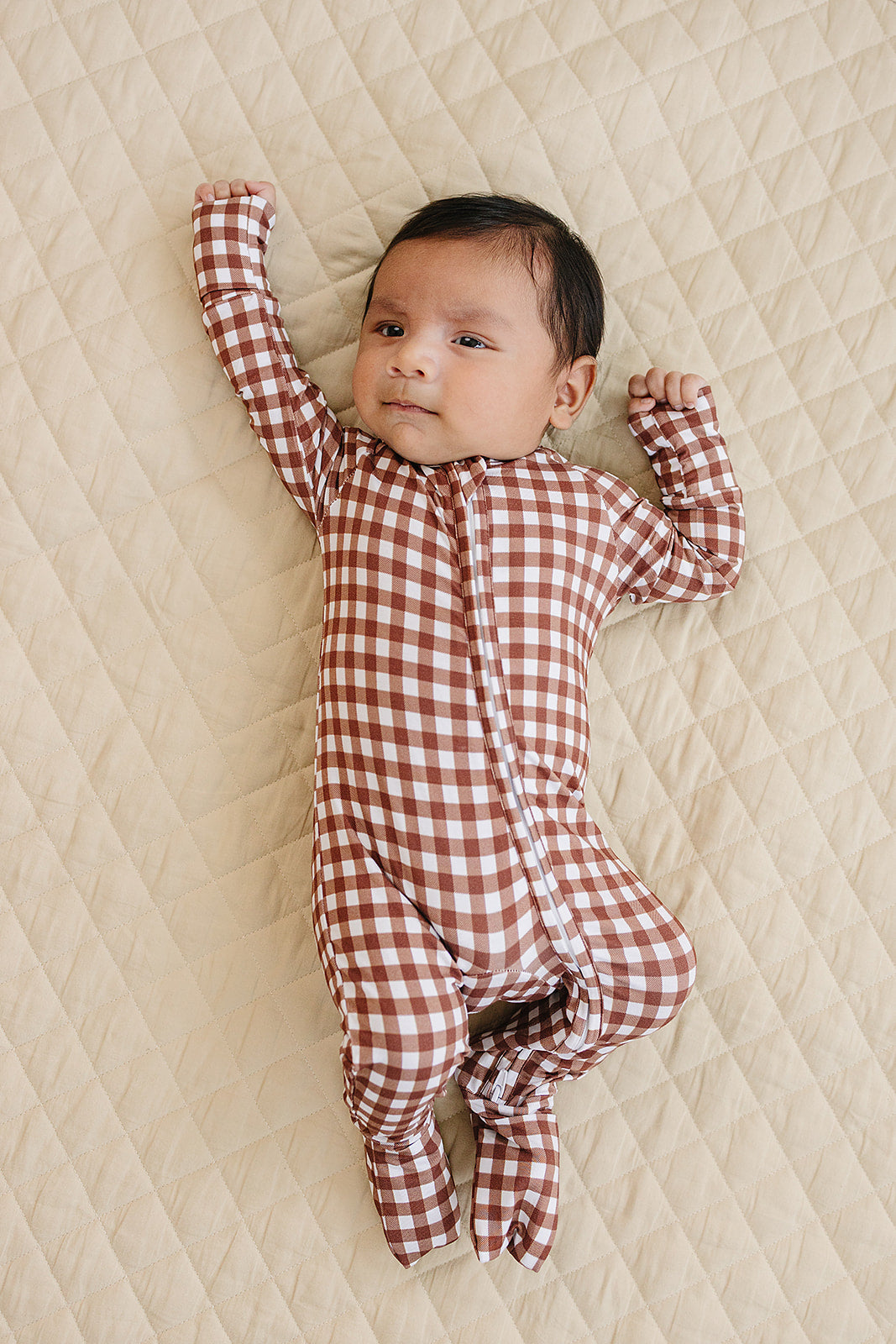 chocolate gingham bamboo pajamas // ZIPPY