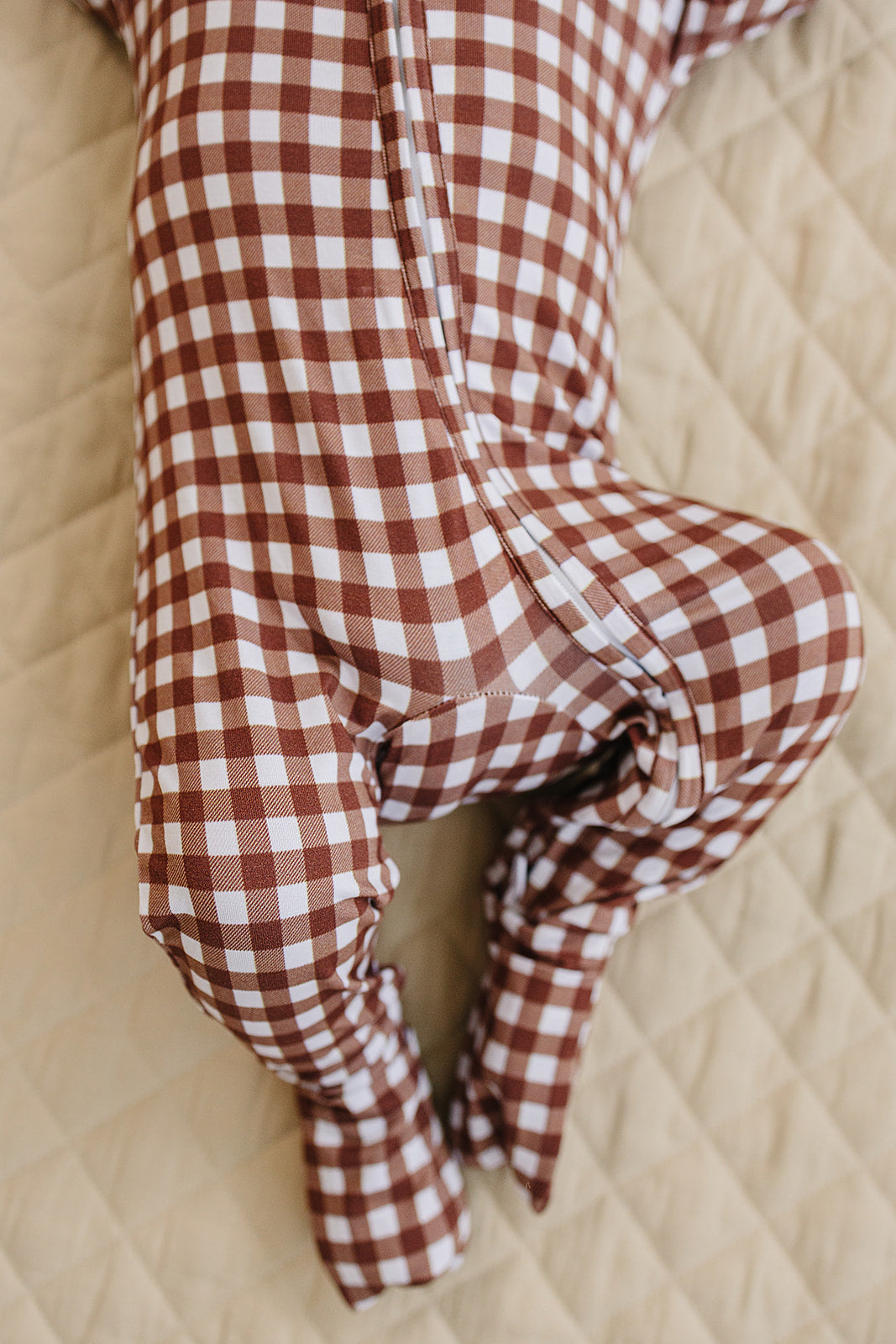 chocolate gingham bamboo pajamas // ZIPPY