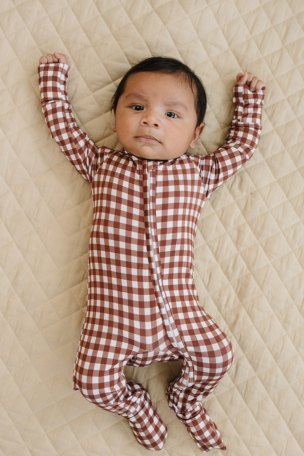 chocolate gingham bamboo pajamas // ZIPPY