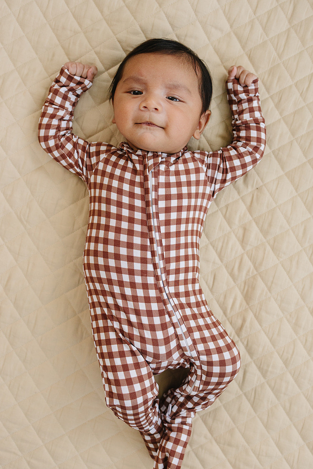 chocolate gingham bamboo pajamas // ZIPPY