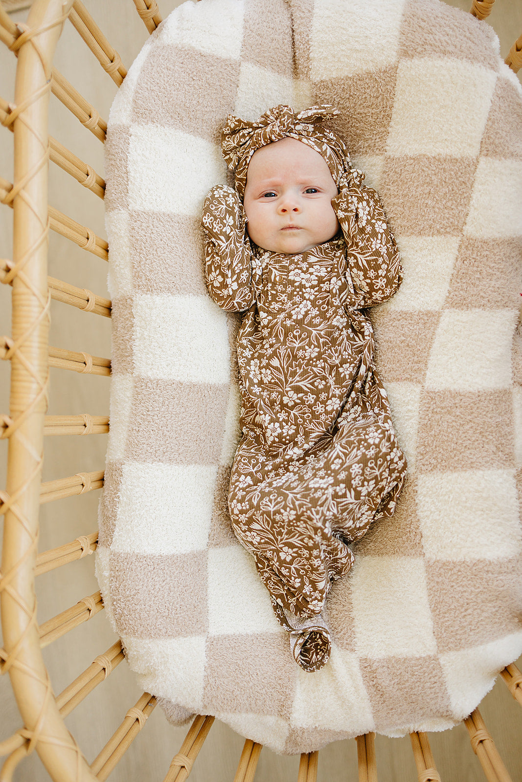 ribbed bamboo knot gown // brown floral