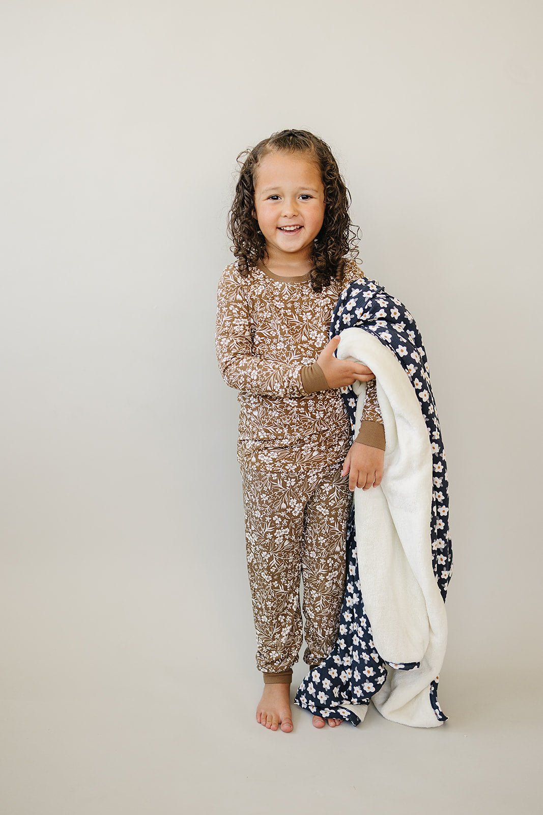brown floral ribbed bamboo pajamas // LONG-SLEEVE TWO-PIECE SET