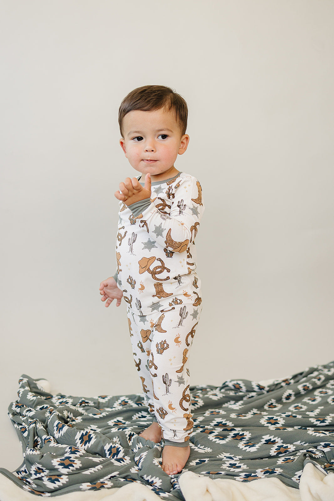 cowboy ribbed bamboo pajamas // LONG-SLEEVE TWO-PIECE SET