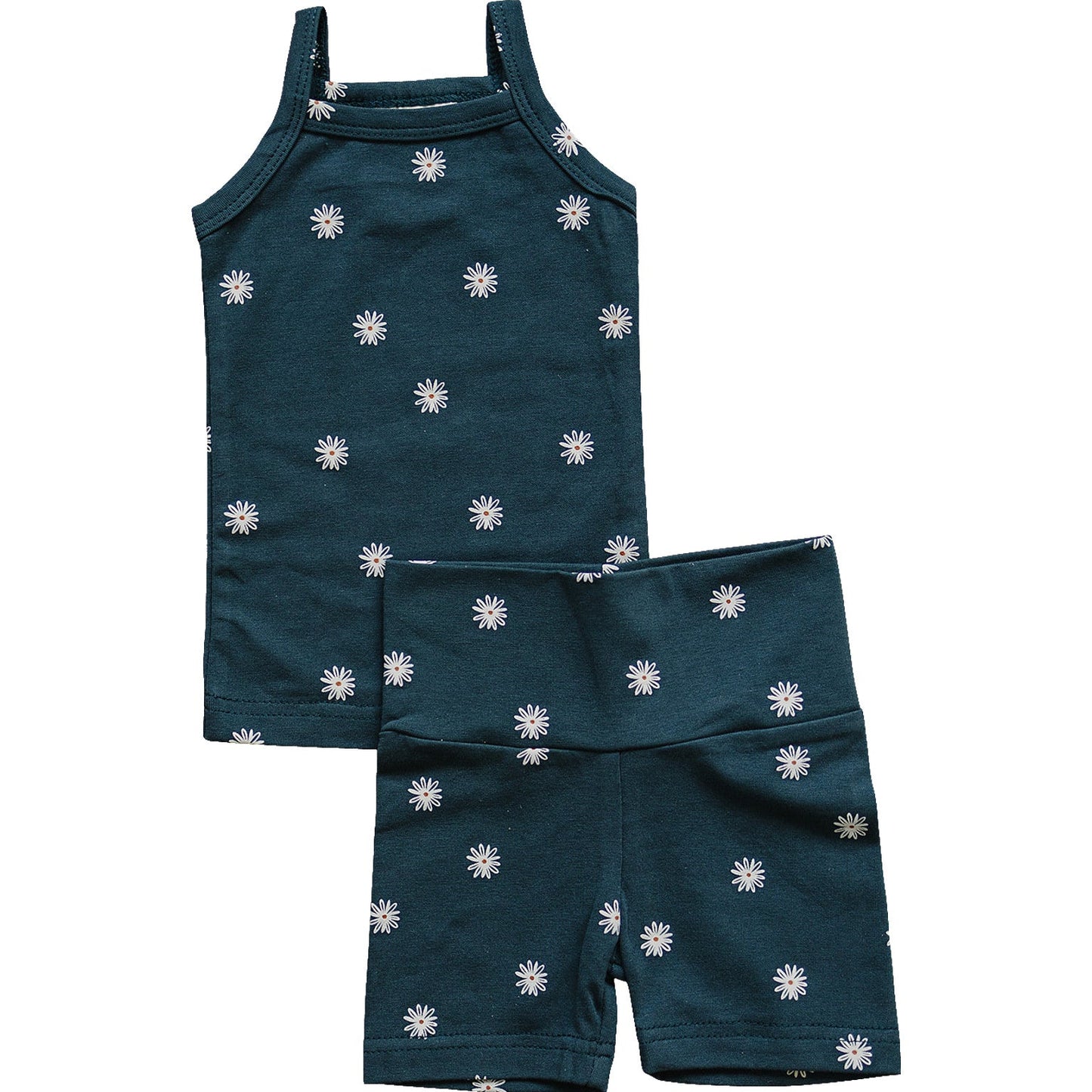 tank + biker shorts set // navy daisies