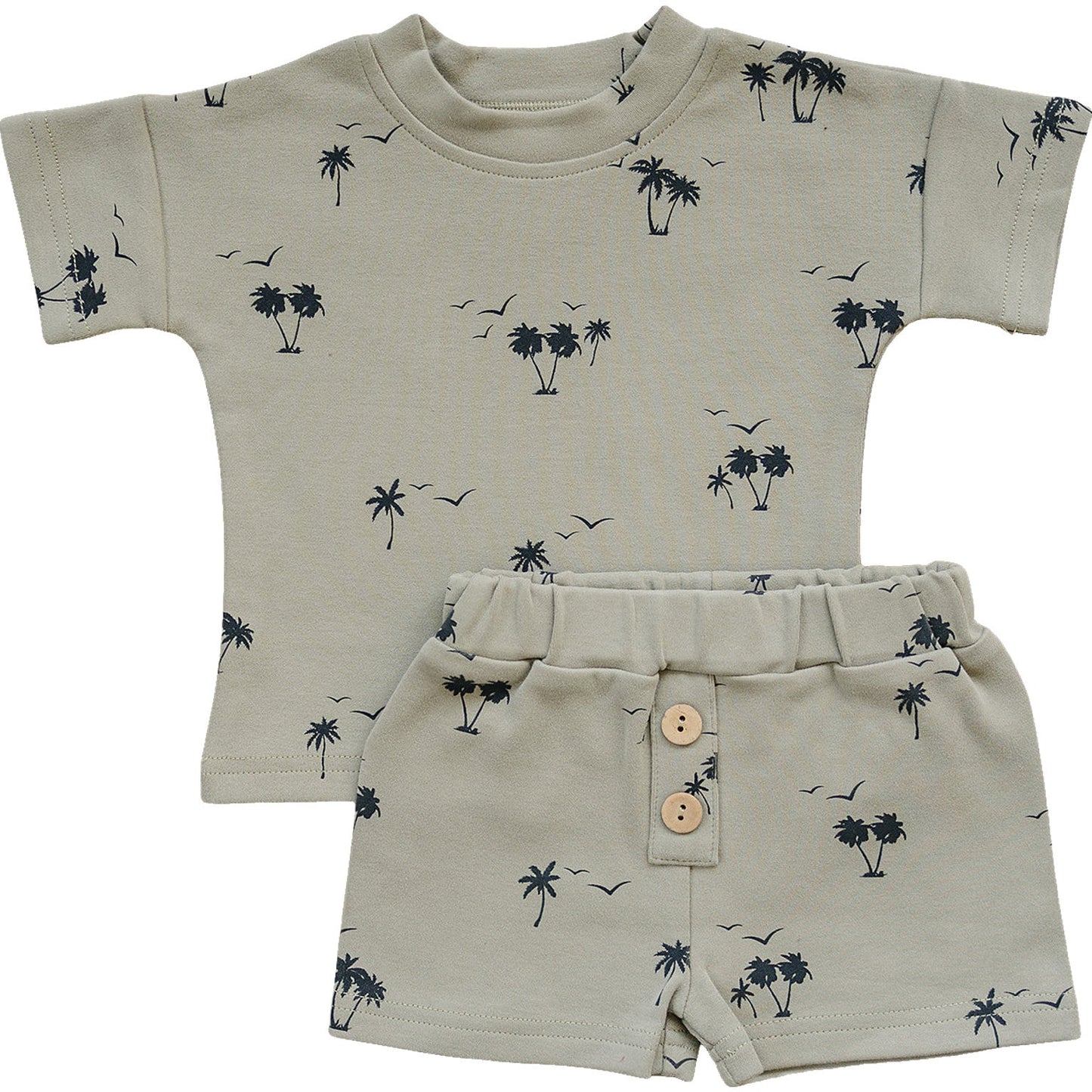 button short set // palm tree