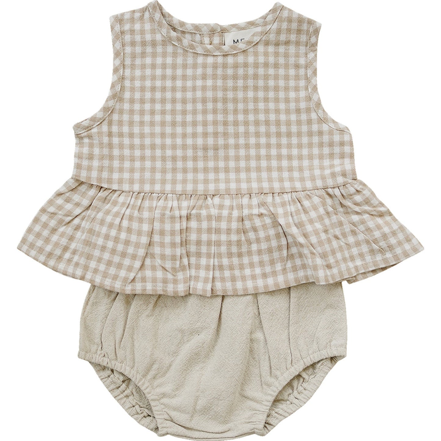oatmeal gingham peplum set