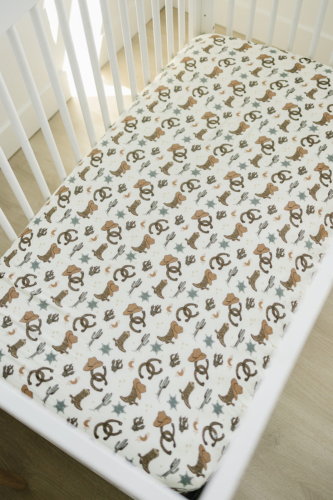muslin crib sheet // cowboy
