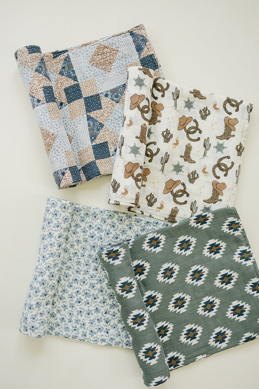 muslin swaddle blanket // cowboy