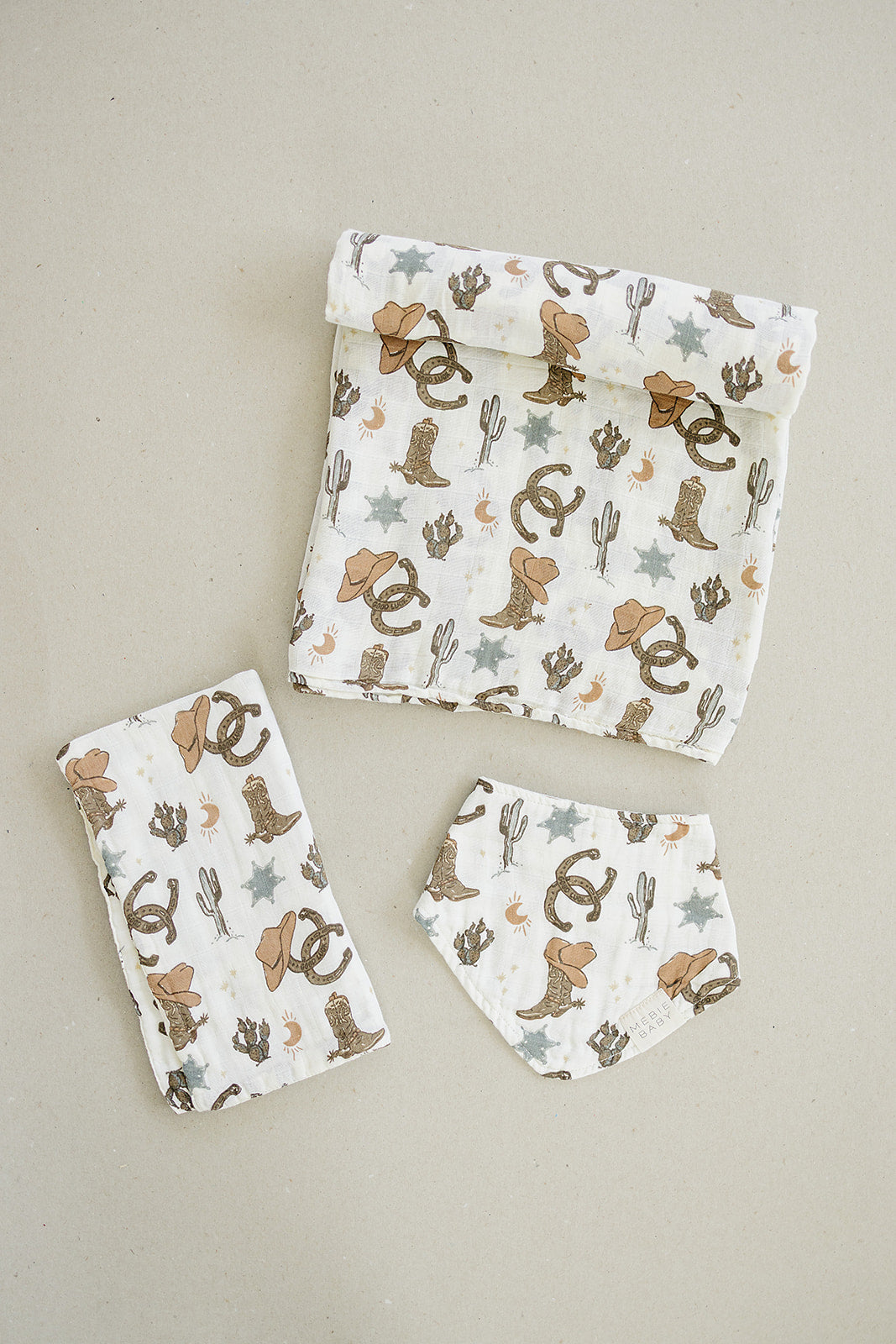 muslin swaddle blanket // cowboy
