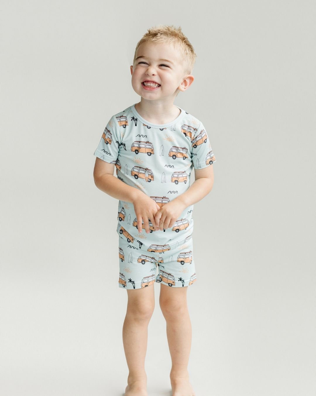 retro beach bamboo pajamas // SHORT-SLEEVE TWO-PIECE SET (*AVAILABLE IN EXTENDED SIZING UP TO 8/9*)