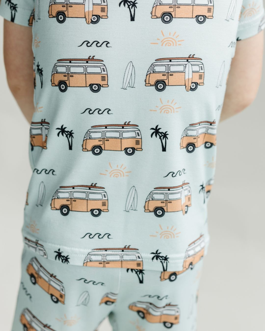 retro beach bamboo pajamas // SHORT-SLEEVE TWO-PIECE SET (*AVAILABLE IN EXTENDED SIZING UP TO 8/9*)