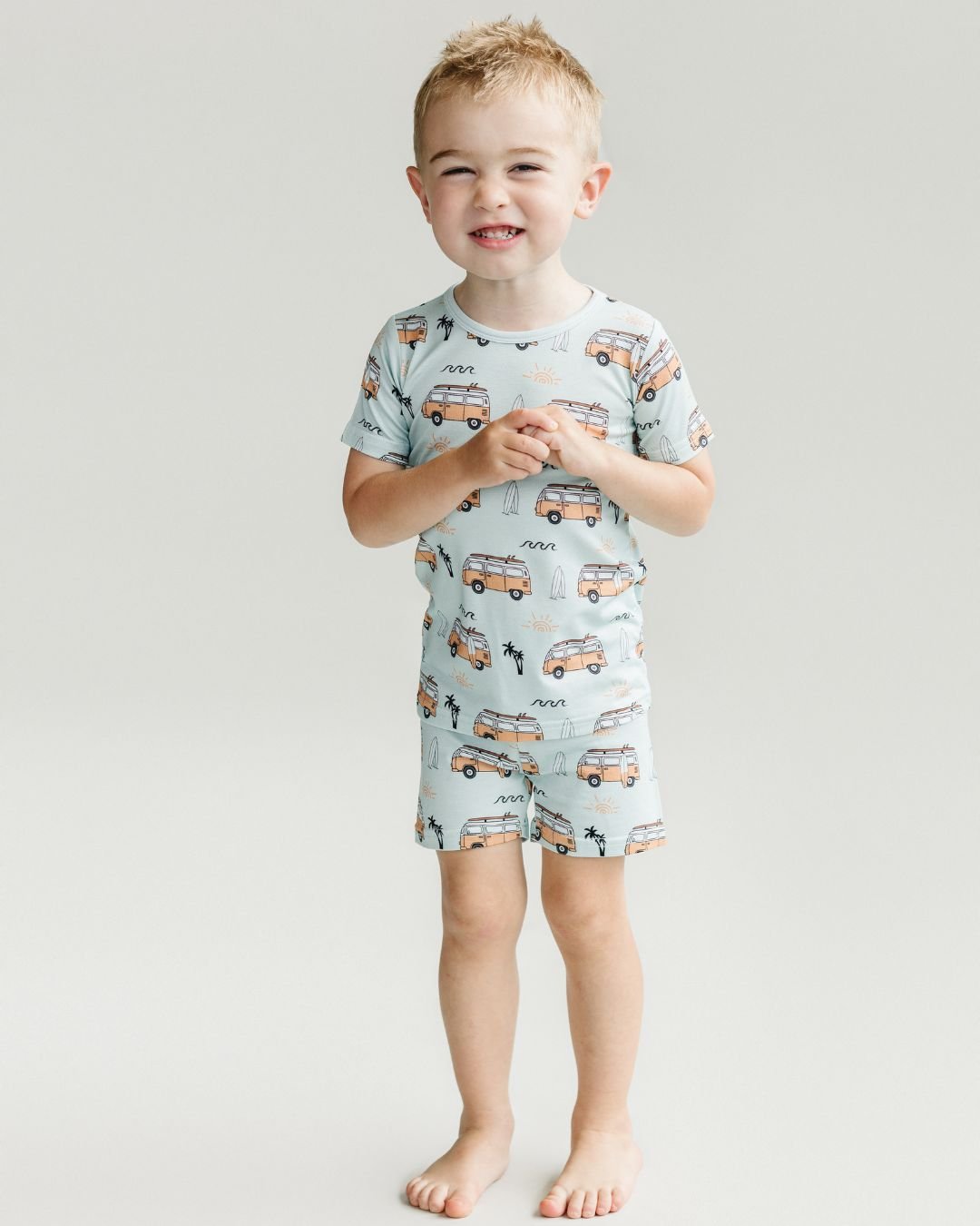 retro beach bamboo pajamas // SHORT-SLEEVE TWO-PIECE SET (*AVAILABLE IN EXTENDED SIZING UP TO 8/9*)