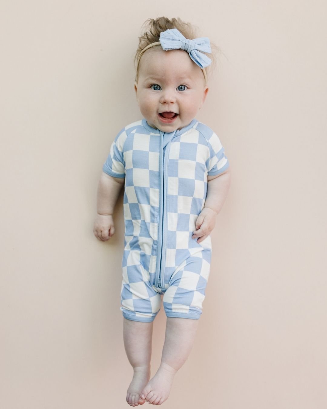 blue checkered bamboo pajamas // SHORTIE