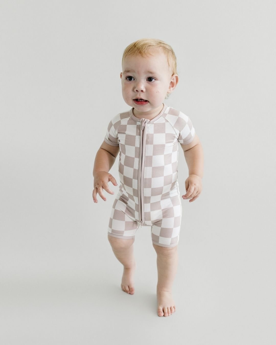 latte checkered bamboo pajamas // SHORTIE