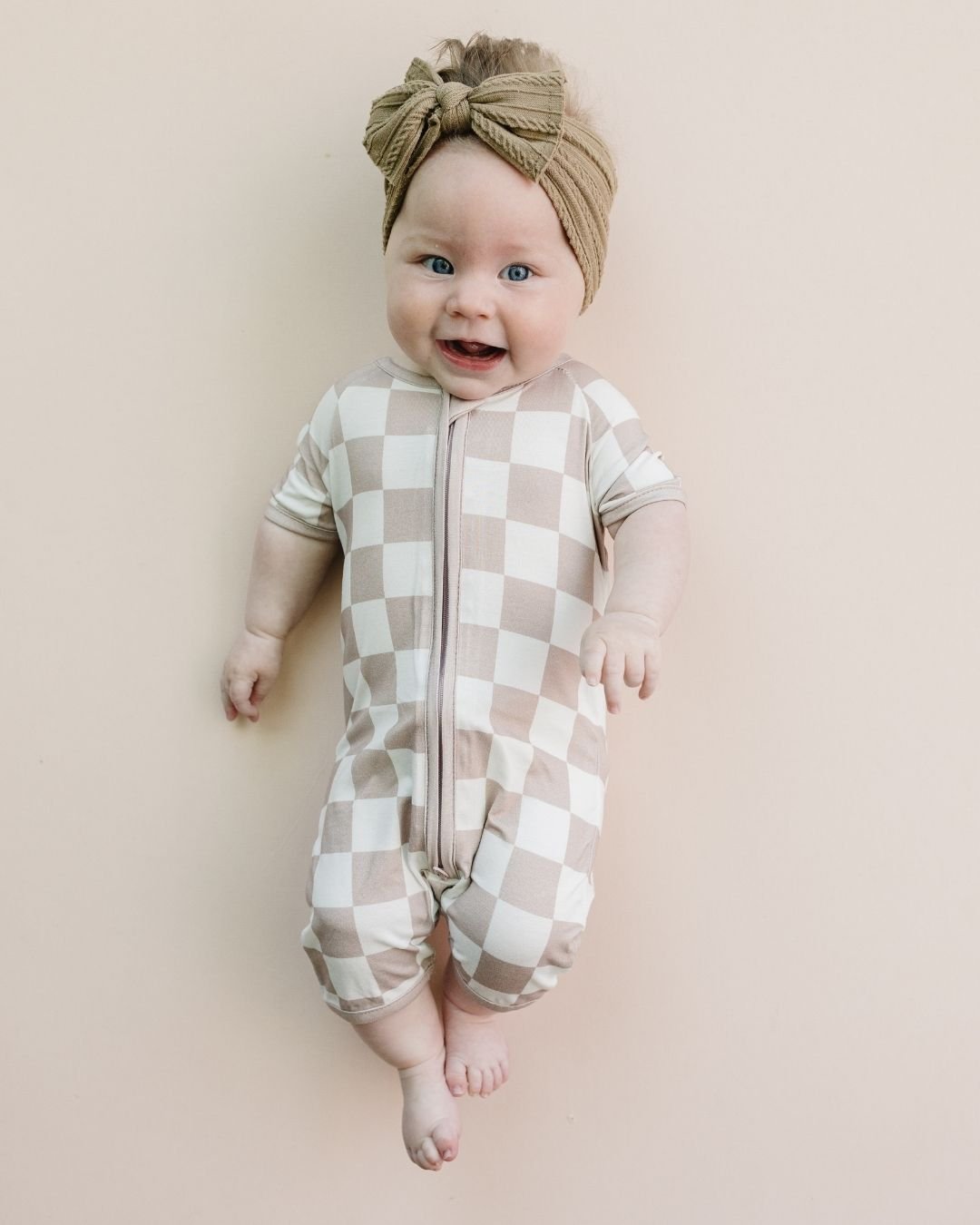 latte checkered bamboo pajamas // SHORTIE