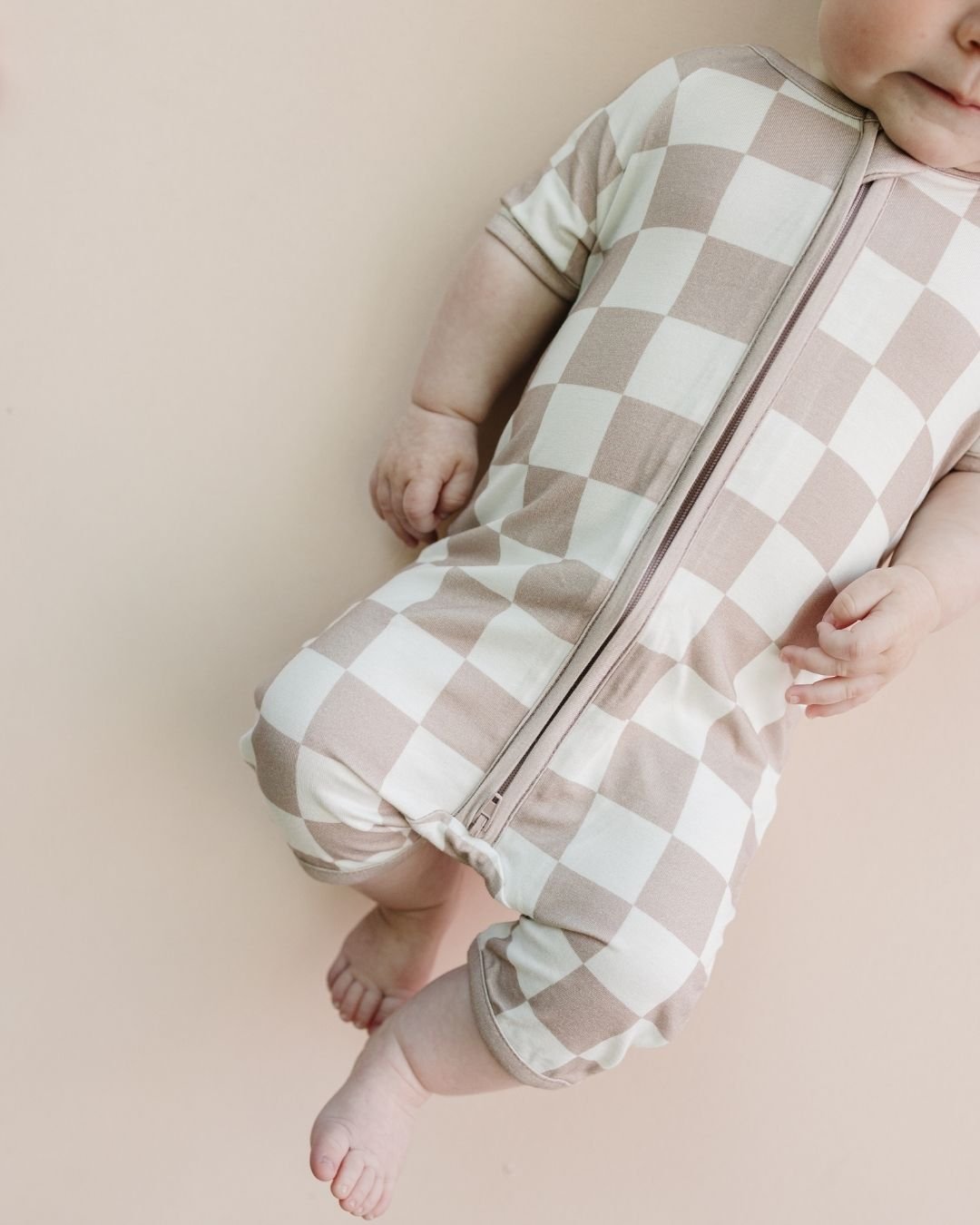 latte checkered bamboo pajamas // SHORTIE