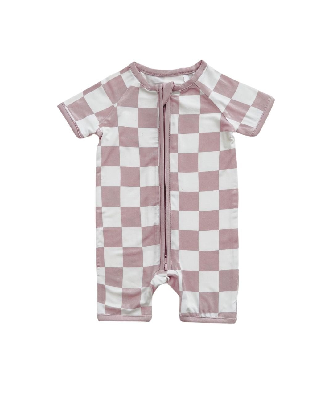 latte checkered bamboo pajamas // SHORTIE
