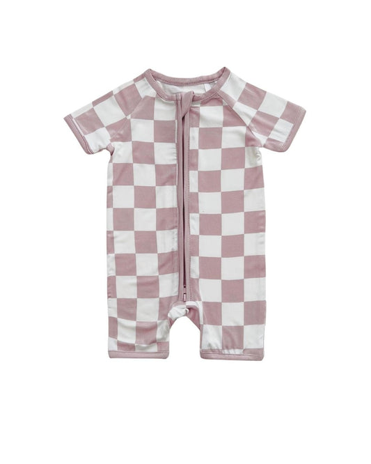 latte checkered bamboo pajamas // SHORTIE