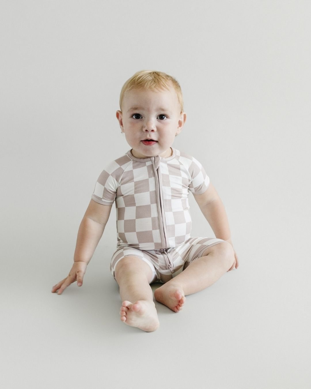 latte checkered bamboo pajamas // SHORTIE