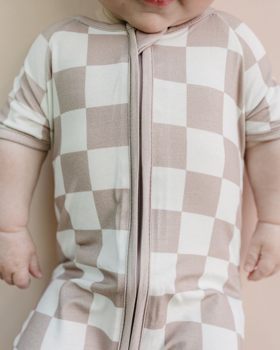 latte checkered bamboo pajamas // SHORTIE