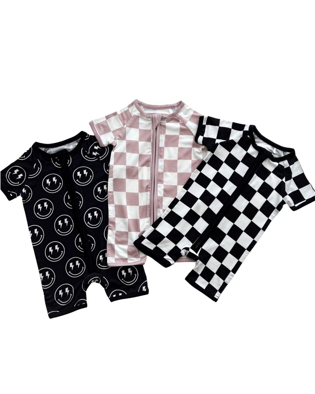 latte checkered bamboo pajamas // SHORTIE