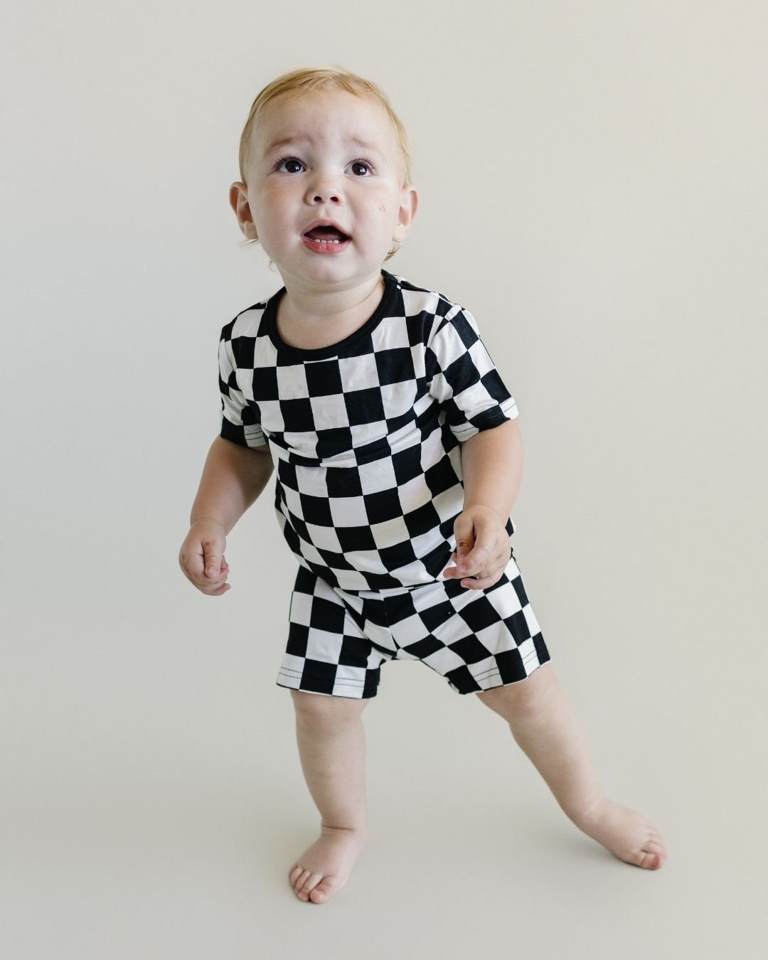 black checkered bamboo pajamas // SHORT-SLEEVE TWO-PIECE SET (*AVAILABLE IN EXTENDED SIZING UP TO 8/9*)