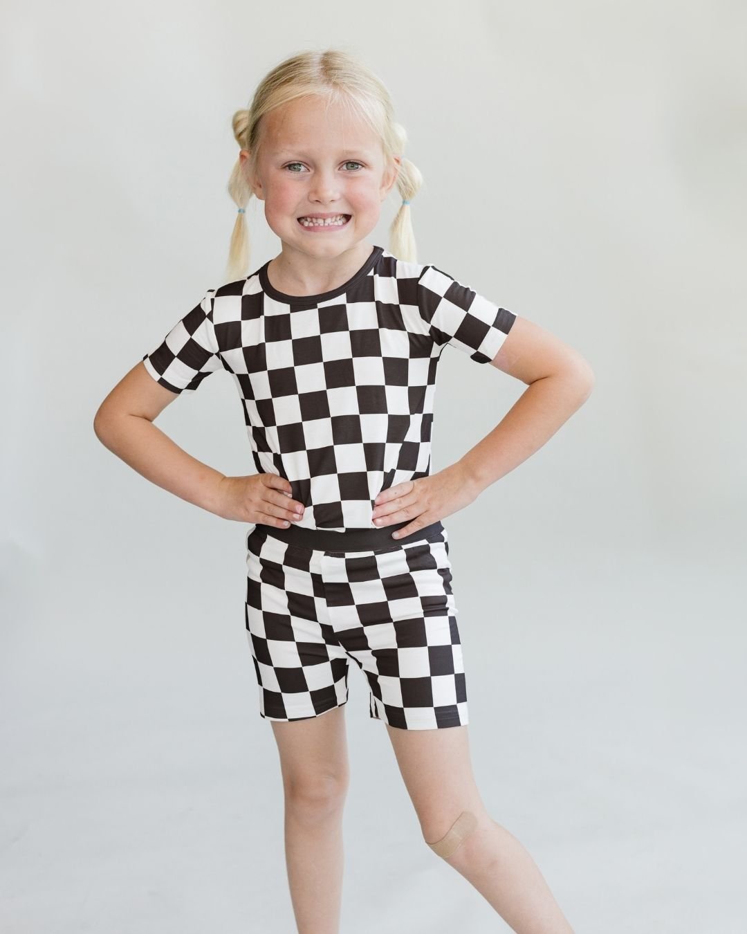 black checkered bamboo pajamas // SHORT-SLEEVE TWO-PIECE SET (*AVAILABLE IN EXTENDED SIZING UP TO 8/9*)