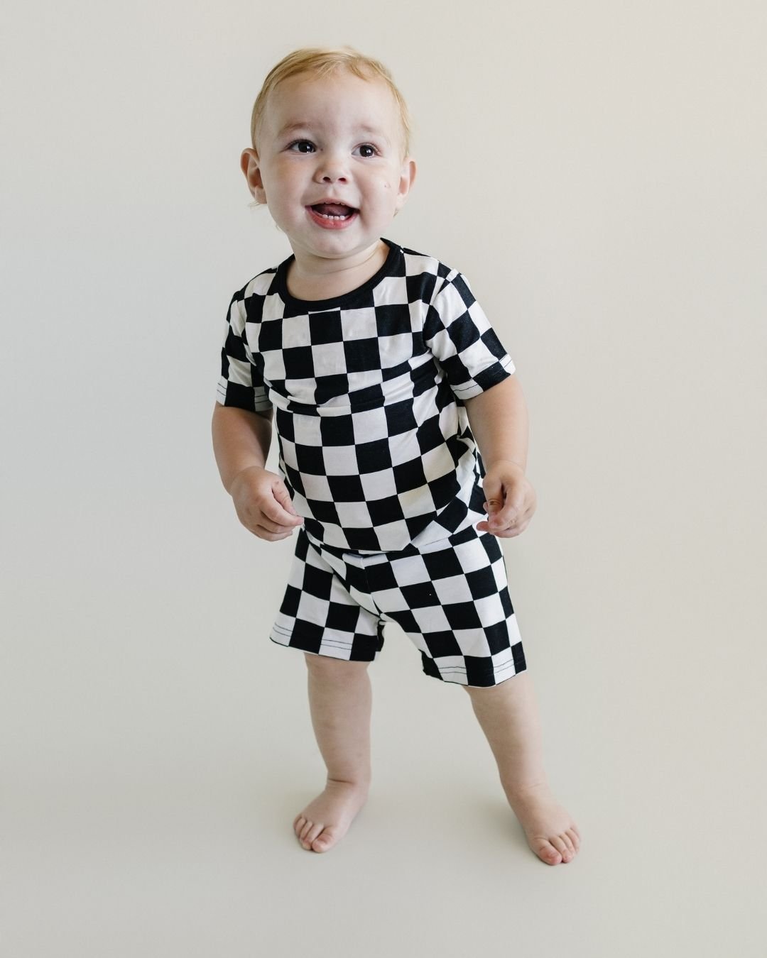 black checkered bamboo pajamas // SHORT-SLEEVE TWO-PIECE SET (*AVAILABLE IN EXTENDED SIZING UP TO 8/9*)