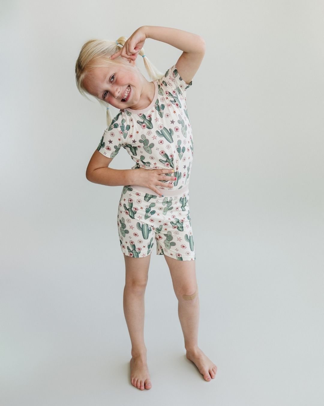 cactus flowers bamboo pajamas // SHORT-SLEEVE TWO-PIECE SET (*AVAILABLE IN EXTENDED SIZING UP TO 8/9*)