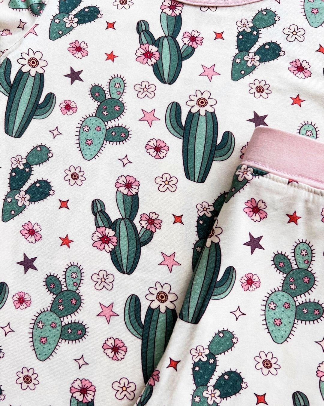 cactus flowers bamboo pajamas // SHORT-SLEEVE TWO-PIECE SET (*AVAILABLE IN EXTENDED SIZING UP TO 8/9*)