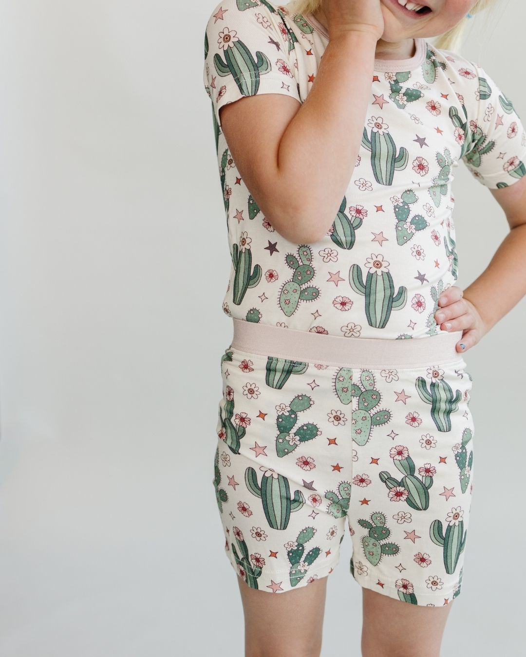 cactus flowers bamboo pajamas // SHORT-SLEEVE TWO-PIECE SET (*AVAILABLE IN EXTENDED SIZING UP TO 8/9*)