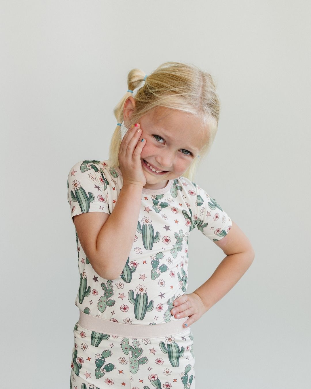 cactus flowers bamboo pajamas // SHORT-SLEEVE TWO-PIECE SET (*AVAILABLE IN EXTENDED SIZING UP TO 8/9*)