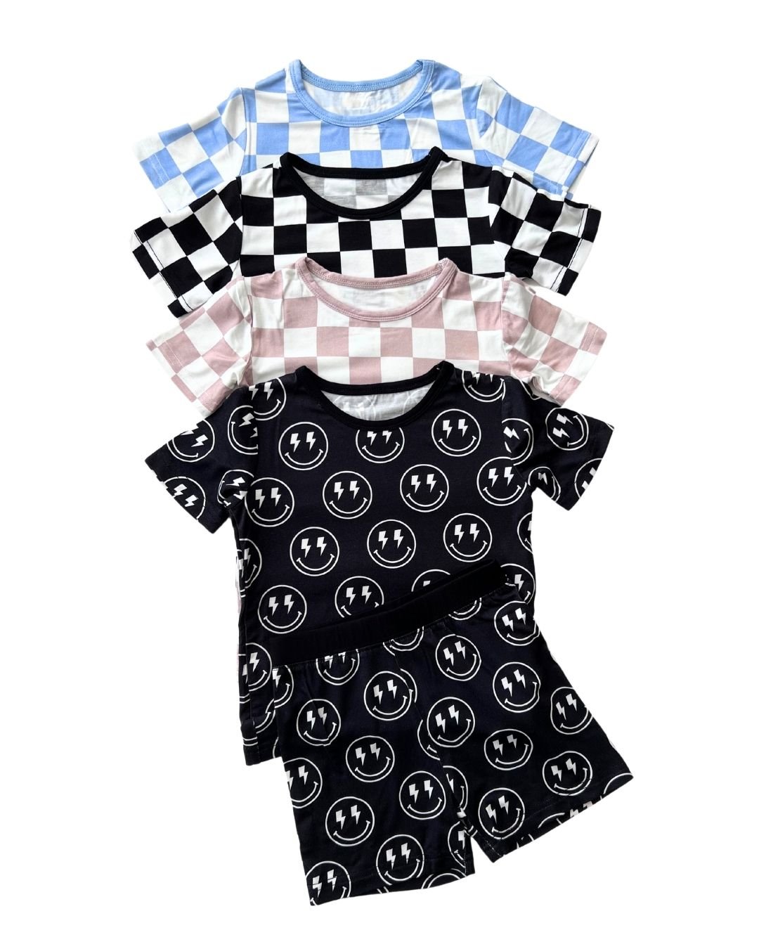 electric smiley bamboo pajamas // SHORT-SLEEVE TWO-PIECE SET (*AVAILABLE IN EXTENDED SIZING UP TO 8/9*)