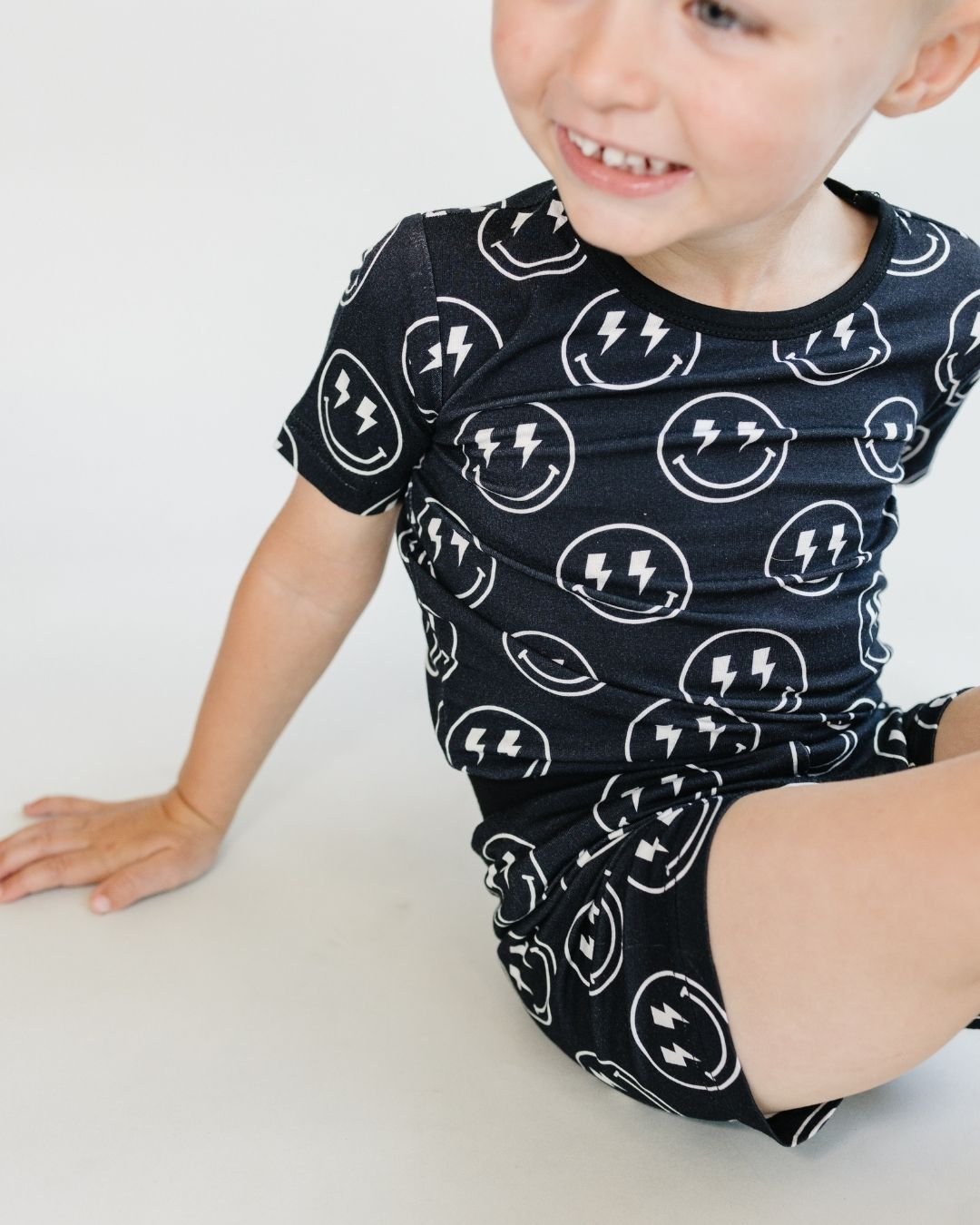 electric smiley bamboo pajamas // SHORT-SLEEVE TWO-PIECE SET (*AVAILABLE IN EXTENDED SIZING UP TO 8/9*)