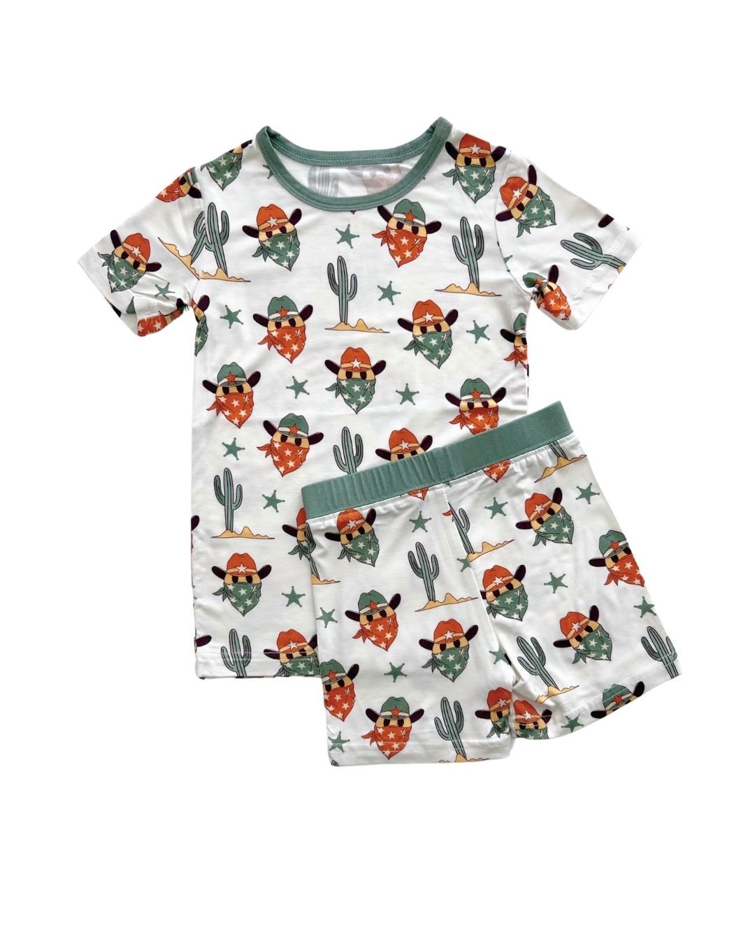 smiley cowboy bamboo pajamas // SHORT-SLEEVE TWO-PIECE SET (*AVAILABLE IN EXTENDED SIZING UP TO 8/9*)