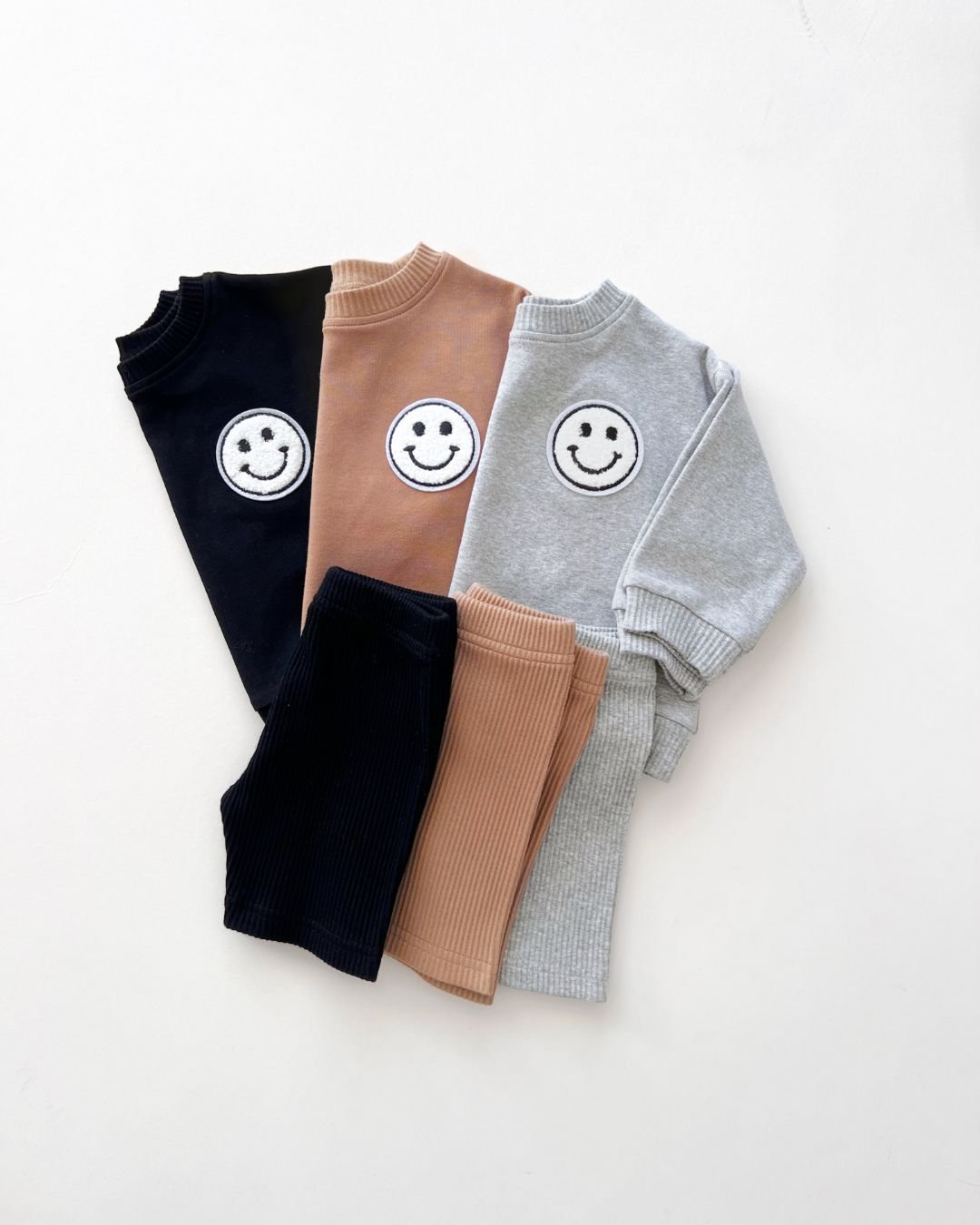 smiley biker shorts set // black (available in EXTENDED SIZING!)