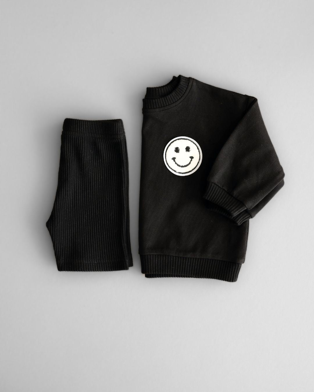 smiley biker shorts set // black (available in EXTENDED SIZING!)
