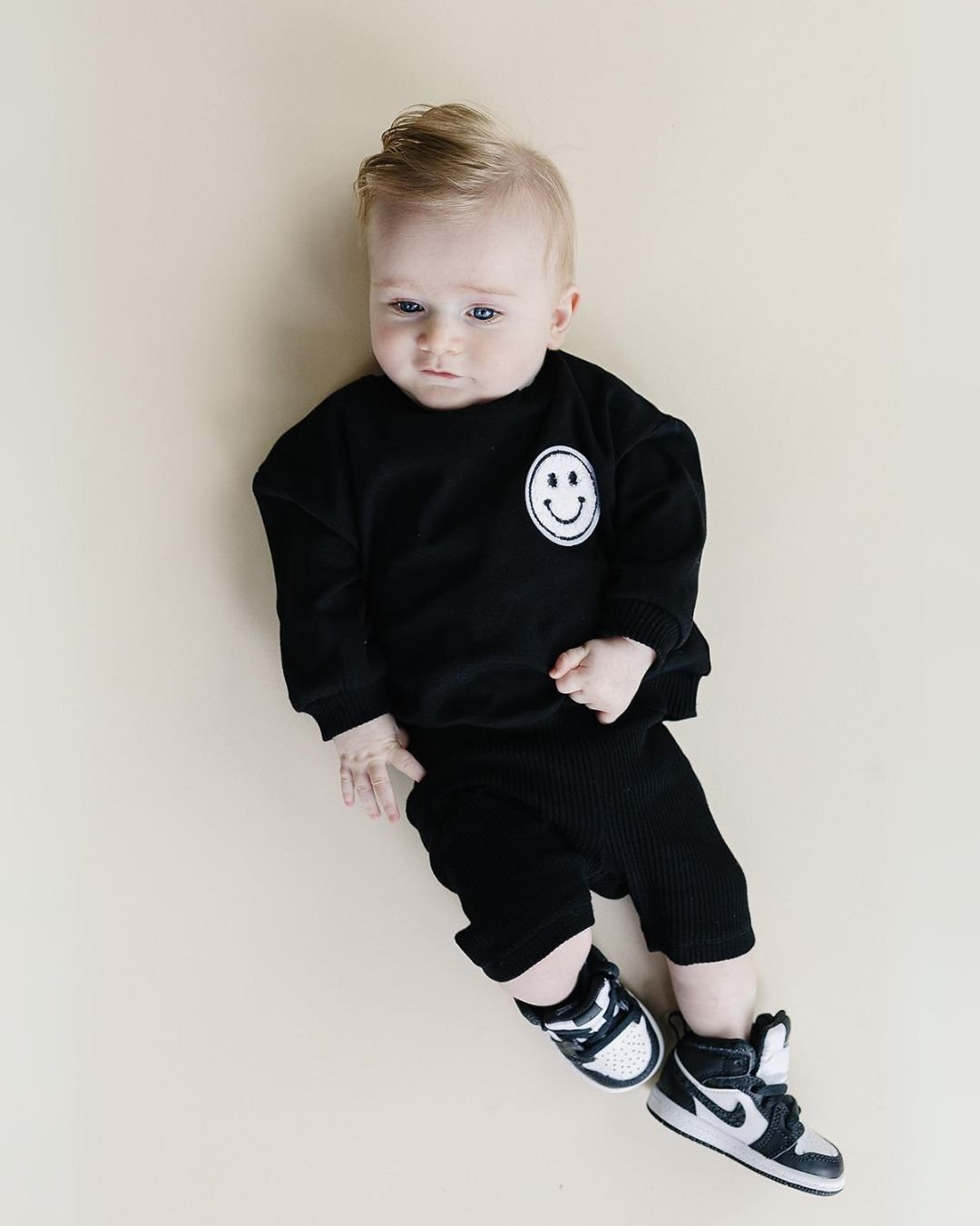 smiley biker shorts set // black (available in EXTENDED SIZING!)