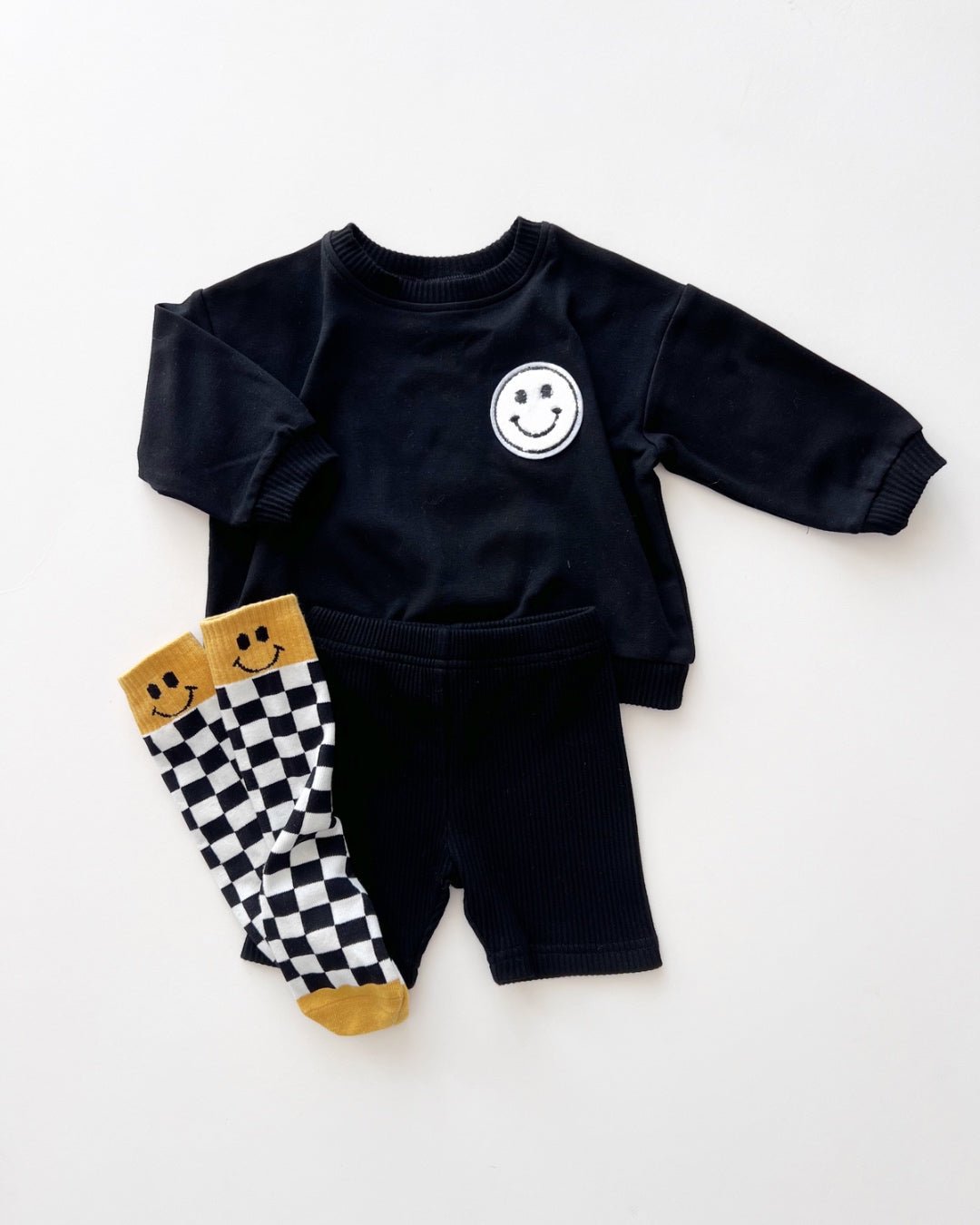 smiley biker shorts set // black (available in EXTENDED SIZING!)