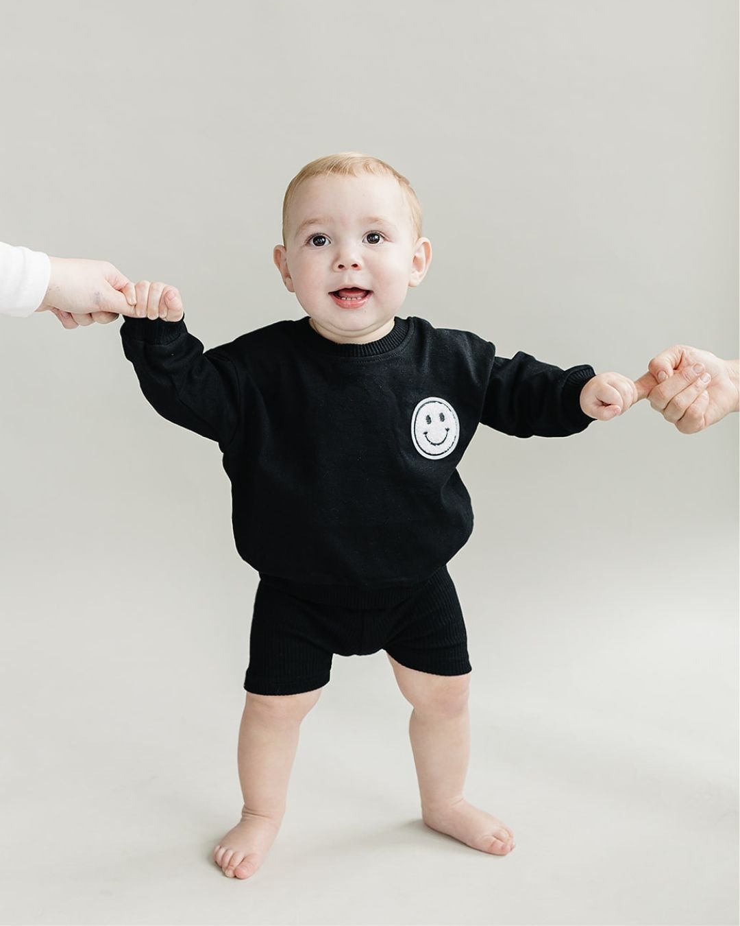 smiley biker shorts set // black (available in EXTENDED SIZING!)