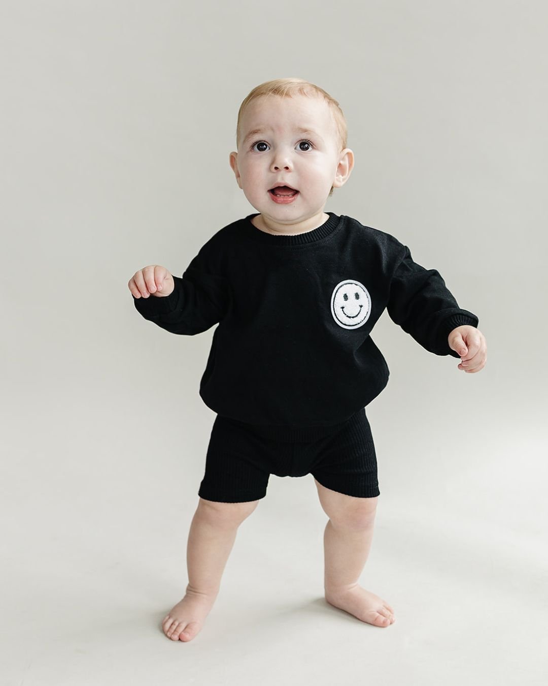 smiley biker shorts set // black (available in EXTENDED SIZING!)