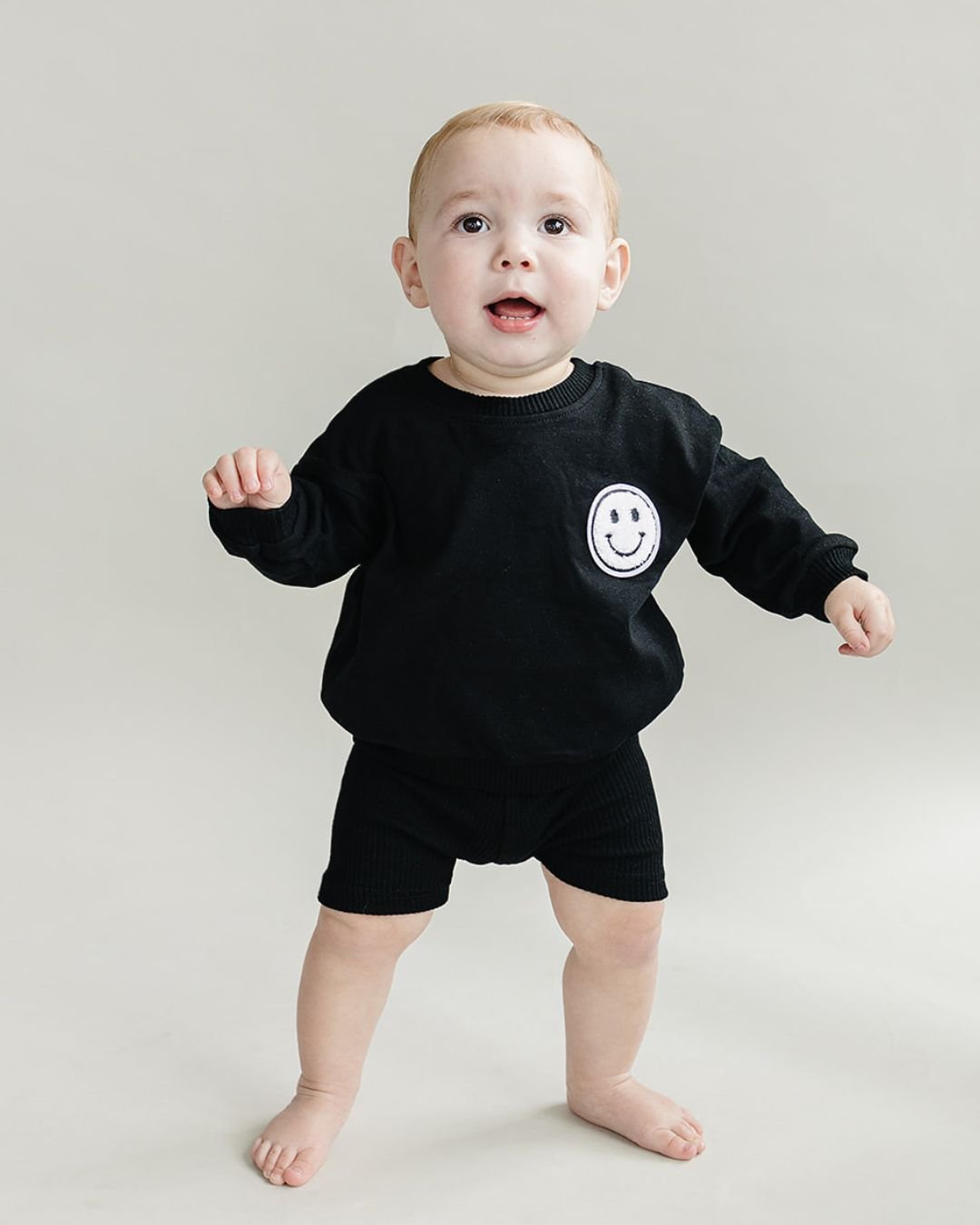 smiley biker shorts set // black (available in EXTENDED SIZING!)