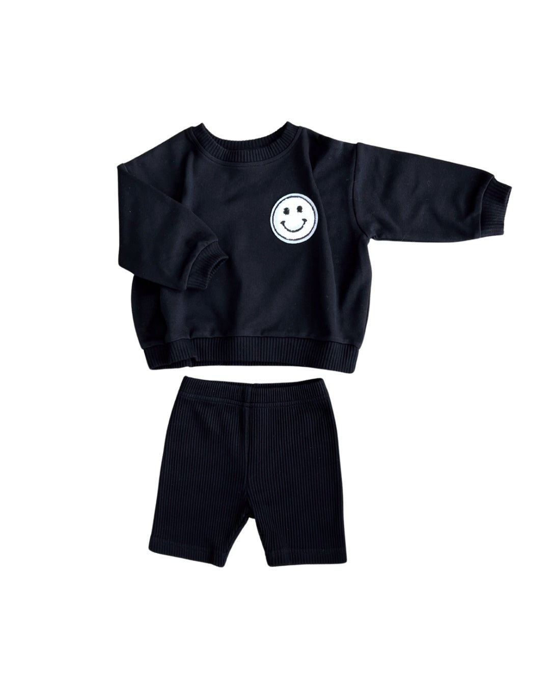smiley biker shorts set // black (available in EXTENDED SIZING!)