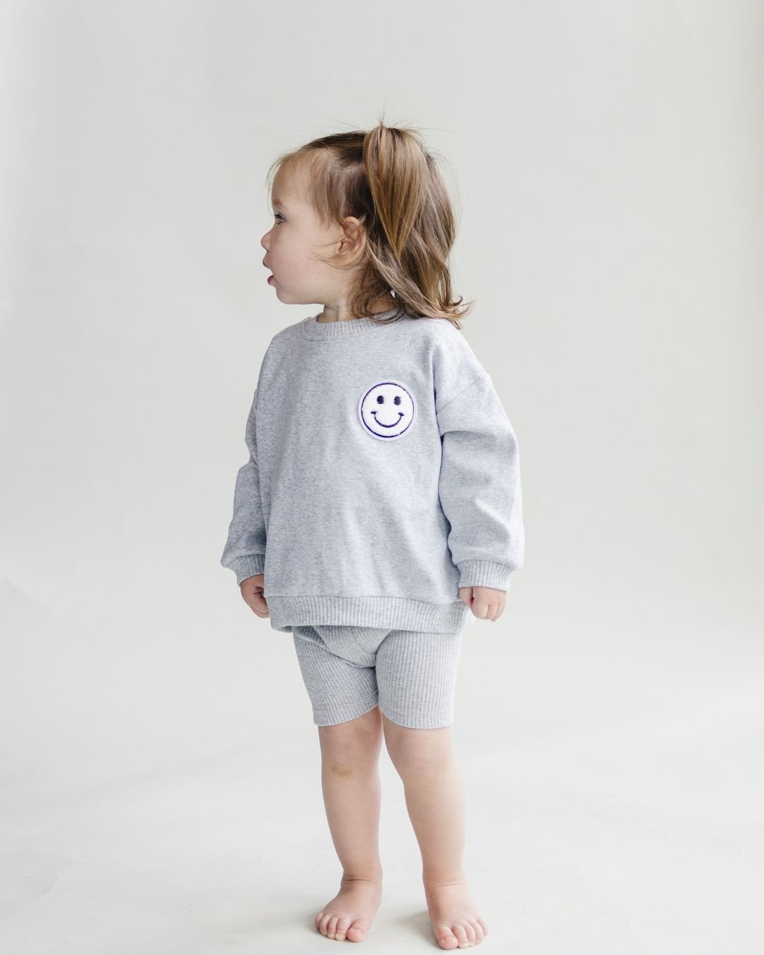 smiley biker shorts set // gray (available in EXTENDED SIZING!)