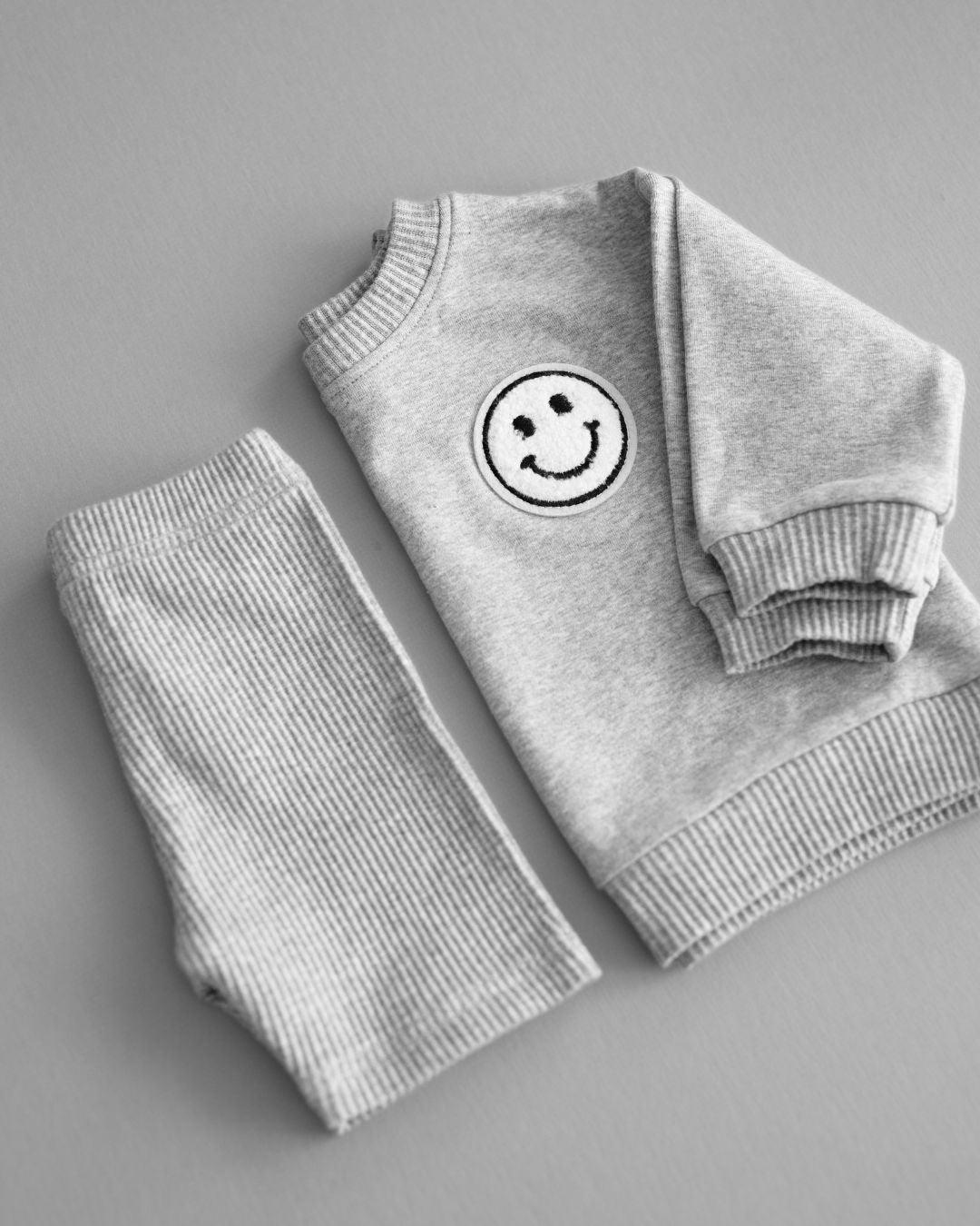 smiley biker shorts set // gray (available in EXTENDED SIZING!)