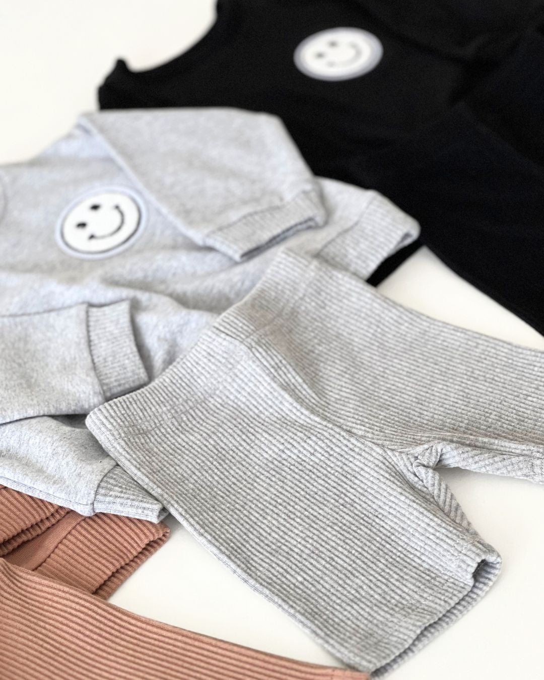 smiley biker shorts set // gray (available in EXTENDED SIZING!)