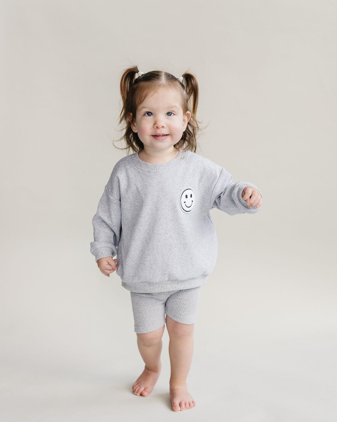 smiley biker shorts set // gray (available in EXTENDED SIZING!)